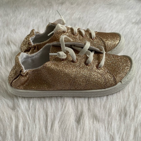 Wonder Nation Shoes Girls Size 3 Gold Sparkly Slip On Stretchy Back - Picture 3 of 6